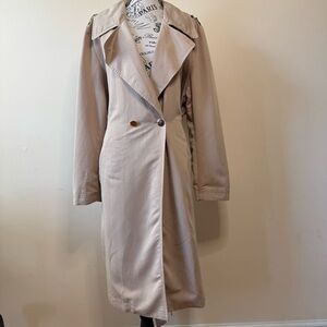 VTG Worthington Tan Trench Coat XXL Classic Double Breasted Belted Y2K Academia